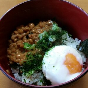 納豆と温泉卵のスタミナ丼